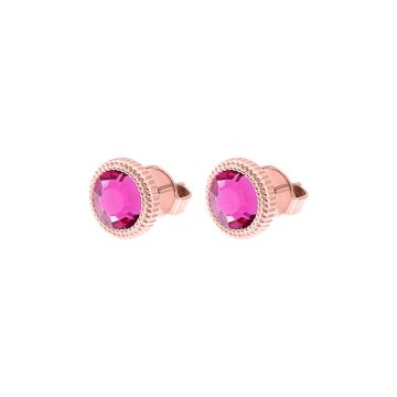Qudo kõrvarõngad FABERO Flat 10 mm - Rose Gold/Fuchsia