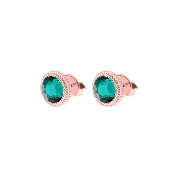 Qudo kõrvarõngad FABERO Flat 10 mm - Rose Gold/Emerald