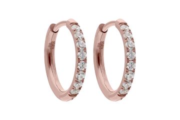 Qudo baaskõrvarõngad ETERNITY 15 mm - Rose Gold/Crystal