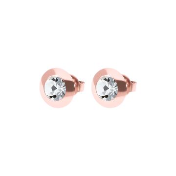 Qudo kõrvarõngad TONDO 9 mm - Rose Gold/Crystal