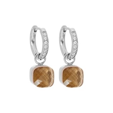 Qudo kõrvarõngad FIRENZE Deluxe - Silver/Smoked Topaz