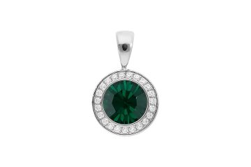 Qudo kaelaketi ripats TONDO DELUXE 13mm - Hõbe/Emerald