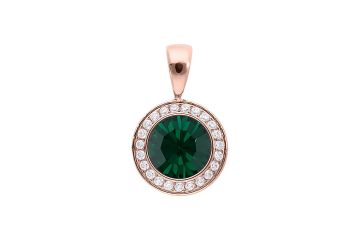 Qudo kaelaketi ripats TONDO DELUXE 13mm - Roosa kuld/Emerald