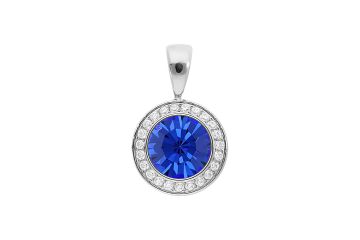 Qudo kaelaketi ripats TONDO DELUXE 13mm - Hõbe/Sapphire