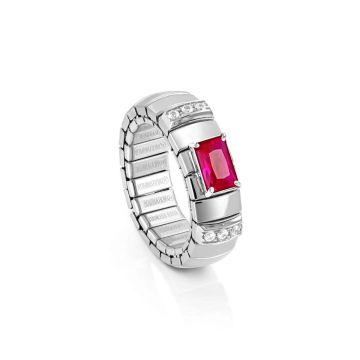 Nomination EXTENSION roostevabast terasest sõrmus tsirkoonidega - punane