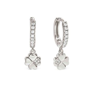 Nomination PETIT SPARKLE Hoop hõbedast kõrvarõngad ristikhein - hõbe/valge