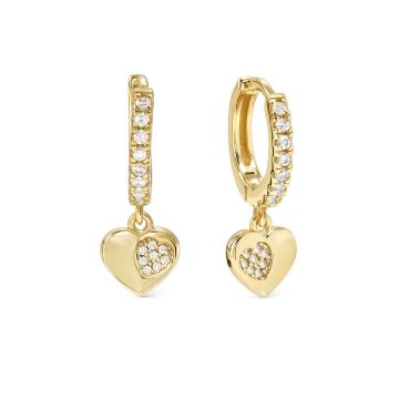 Nomination PETIT SPARKLE Hoop hõbedast kõrvarõngad süda - kuld/valge