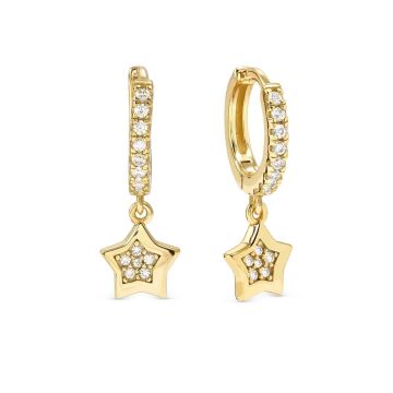 Nomination PETIT SPARKLE Hoop hõbedast kõrvarõngad täht - kuld/valge