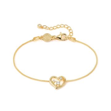 Nomination DREAM BEATS hõbedast käeehe südamega - kuld/valge