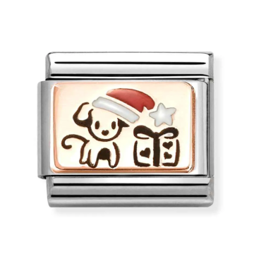 Nomination Composable Classic lüli jõulumütsiga koer ja kingitus