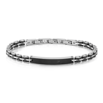 Nomination STRONG roostevabast terasest must käevõru teemantiga