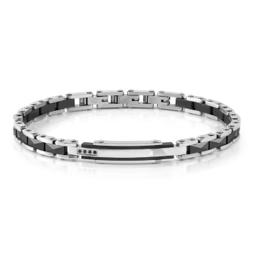 Nomination STRONG roostevabast terasest käevõru mustade teemantidega