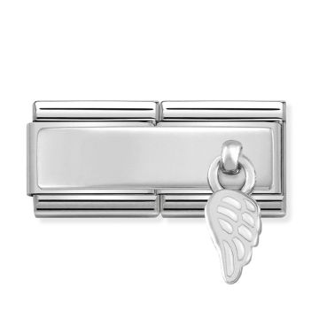 Nomination Composable Classic graveeritav topeltlüli ripatsiga valge inglitiib