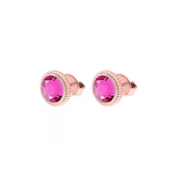 Qudo kõrvarõngad FABERO Flat 10 mm - Rose Gold/Fuchsia