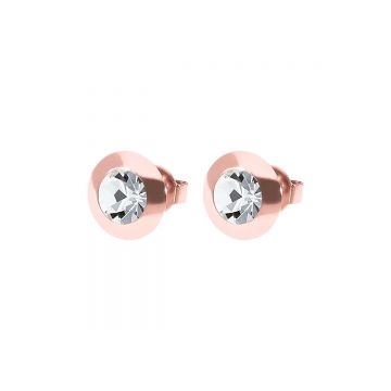 Qudo kõrvarõngad TONDO 9 mm - Rose Gold/Crystal